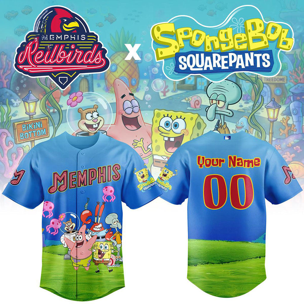 Personalized Memphis Redbirds X SpongeBob SquarePants Day 2026 Baseball Jersey Fan Merch - Merchluma