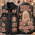 Dolly Parton Dream More 9 to 5 Denim Vest Dolly Parton Merch Gift For Music Lovers - Merchluma