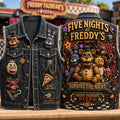 Five Night At Freddy's Survive The Night Denim Vest 5NAF Merch Gift For Horror Fans - Merchluma
