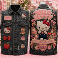 Hello Kitty Sweet Smile Shine Bright Denim Vest Hello Kitty Merch Cute Gifts For Her - Merchluma