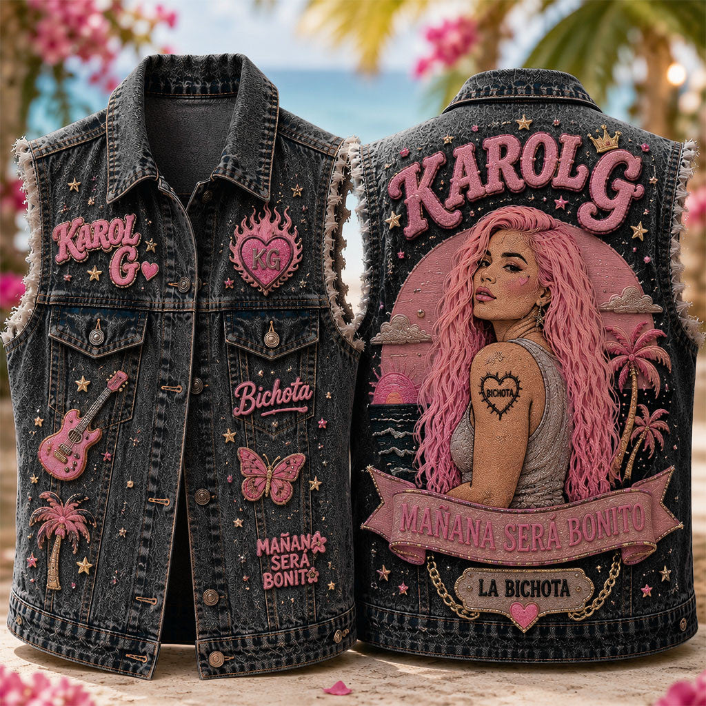 Karol G Manana Sera Bonita Denim Vest La Bichota Karol G Merch Gift For Music Lovers - Merchluma
