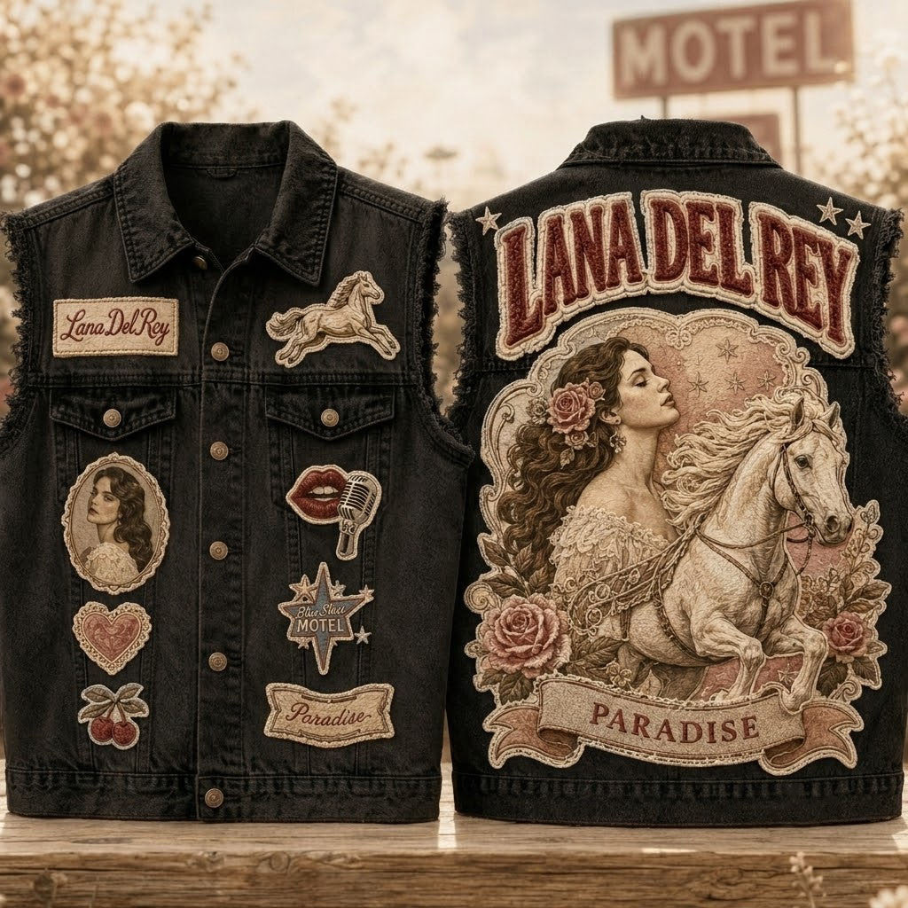 Lana Del Rey Paradise Denim Vest Lana Del Rey Merch Best Gift For Music Lovers - Merchluma