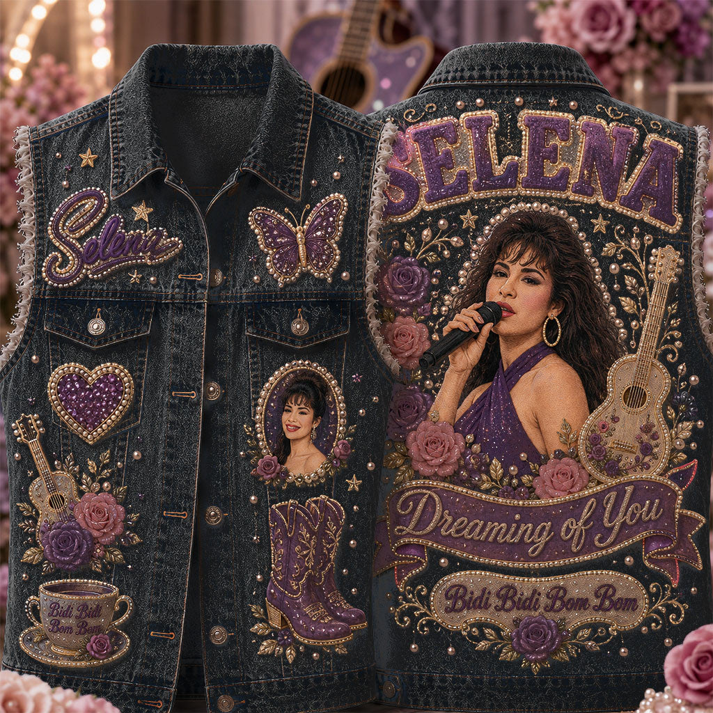 Selena Dreaming Of You Denim Vest Bidi Bidi Bom Bom Selena Merch Gift For Music Lovers - Merchluma