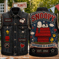 Snoopy Happiness Is A Beagle Est 1950 Denim Vest Snoopy Merch Present For Friends - Merchluma
