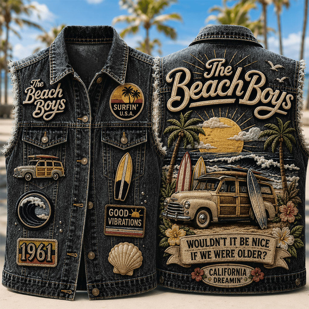 The Beach Boys Wouldn't It Be Nice If We Were Older Denim Vest The Beach Boys Merch Fan Gifts - Merchluma
