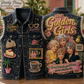 The Golden Girls Good Friends Good Times Good Cheesecake Denim Vest The Golden Girls Merch - Merchluma