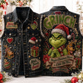 The Grinch Maybe Christmas Means A Little Bit More Denim Vest Merry Grinchmas The Grinch Merch - Merchluma