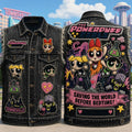 The Powerpuff Girls Mech Saving The World Before Bedtime Denim Vest Birthday Gift For Her - Merchluma