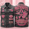 New England Patriots Tackle Breast Cancer Denim Vest Stronger Together NE Patriots Merch - Merchluma