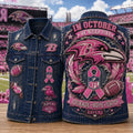 Baltimore Ravens In October We Wear Pink Denim Vest Courage Hope Unity Baltimore Ravens Merch - Merchluma