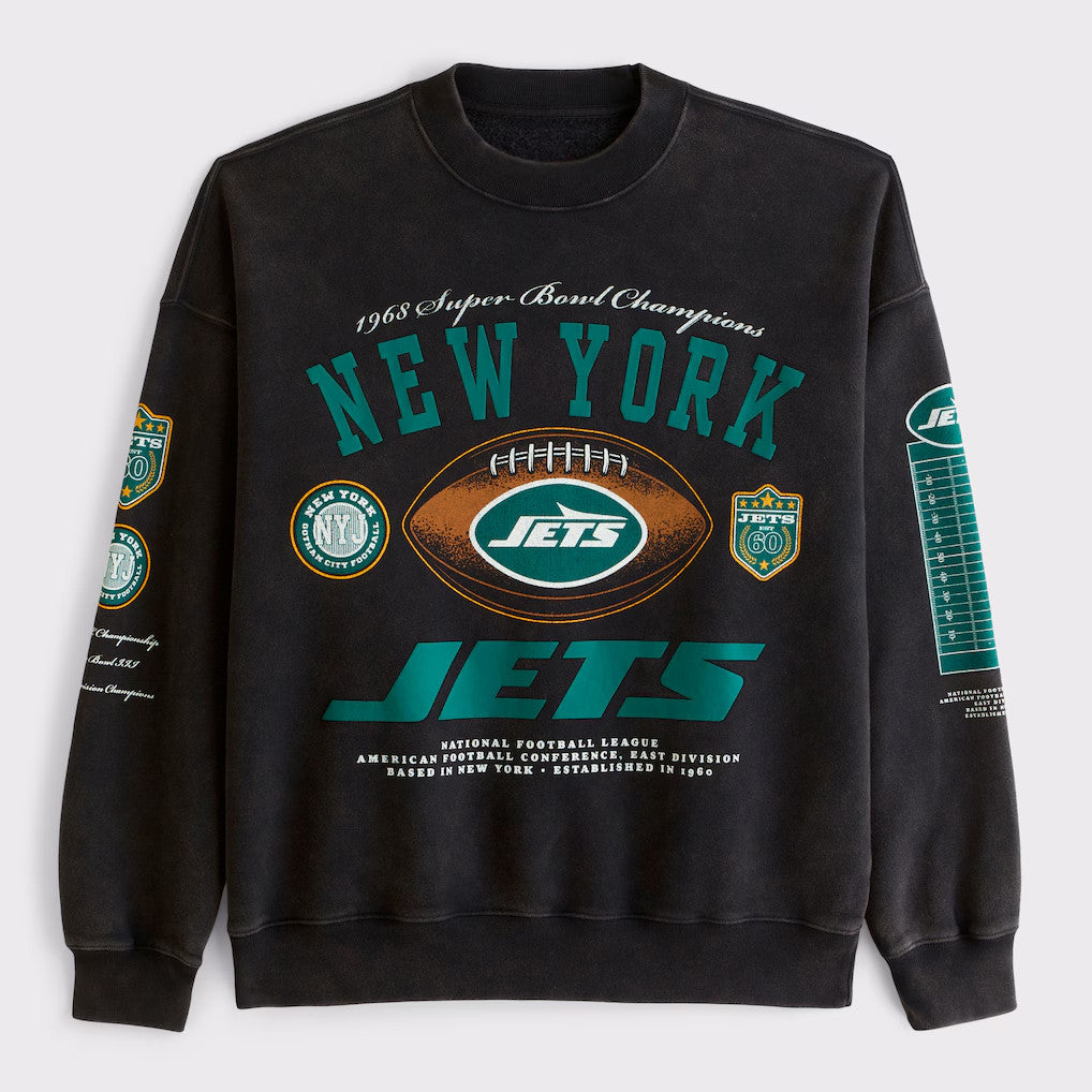 New York Jets 1968 Super Bowl Champions Black Sweatshirt Jets Merch Gift For Football Lovers - Merchluma