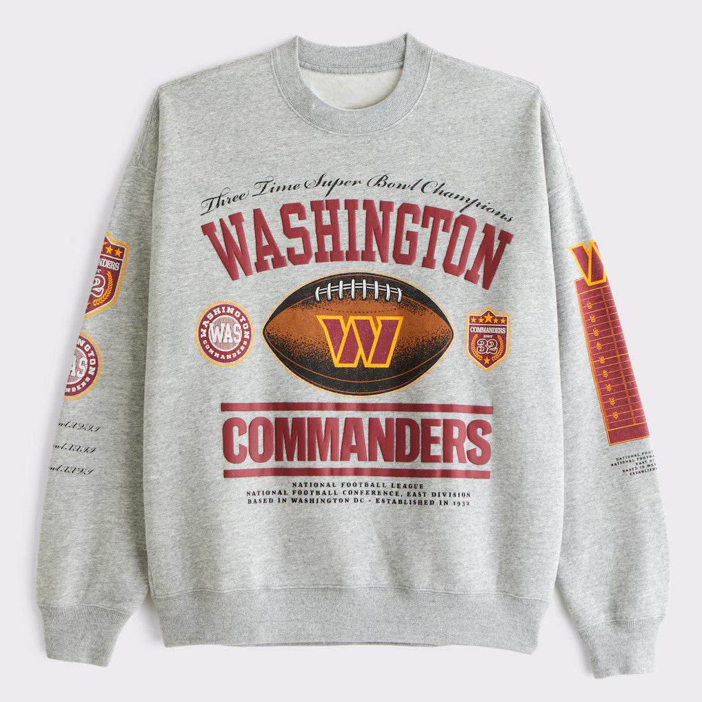 Washington Commanders Three Time Super Bowl Champions Sweatshirt Commanders Merch Fan Gear - Merchluma