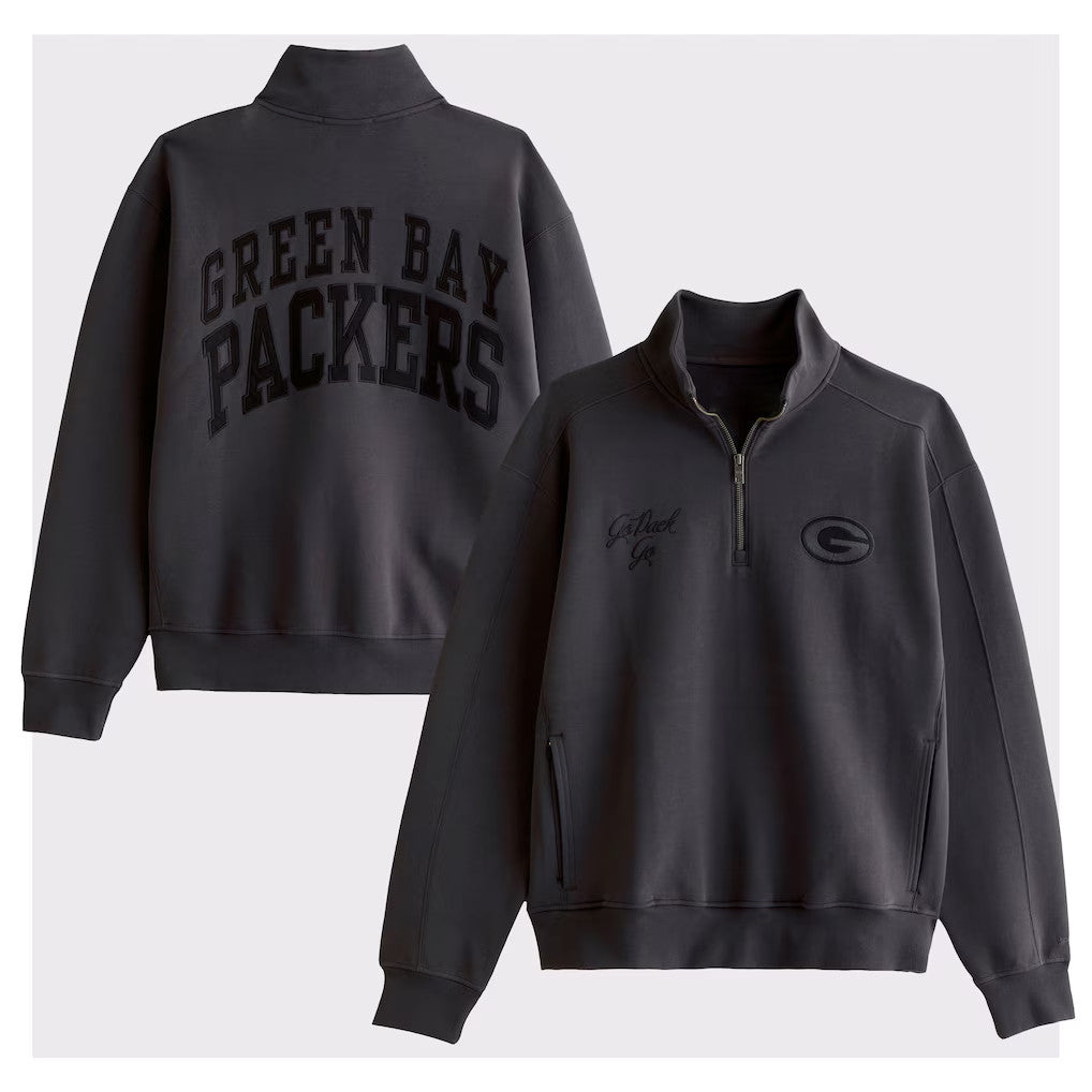 Green Bay Packers Go Pack Go Half-Zip Sweatshirt GB Packers Merch Presents For Football Fans - Merchluma