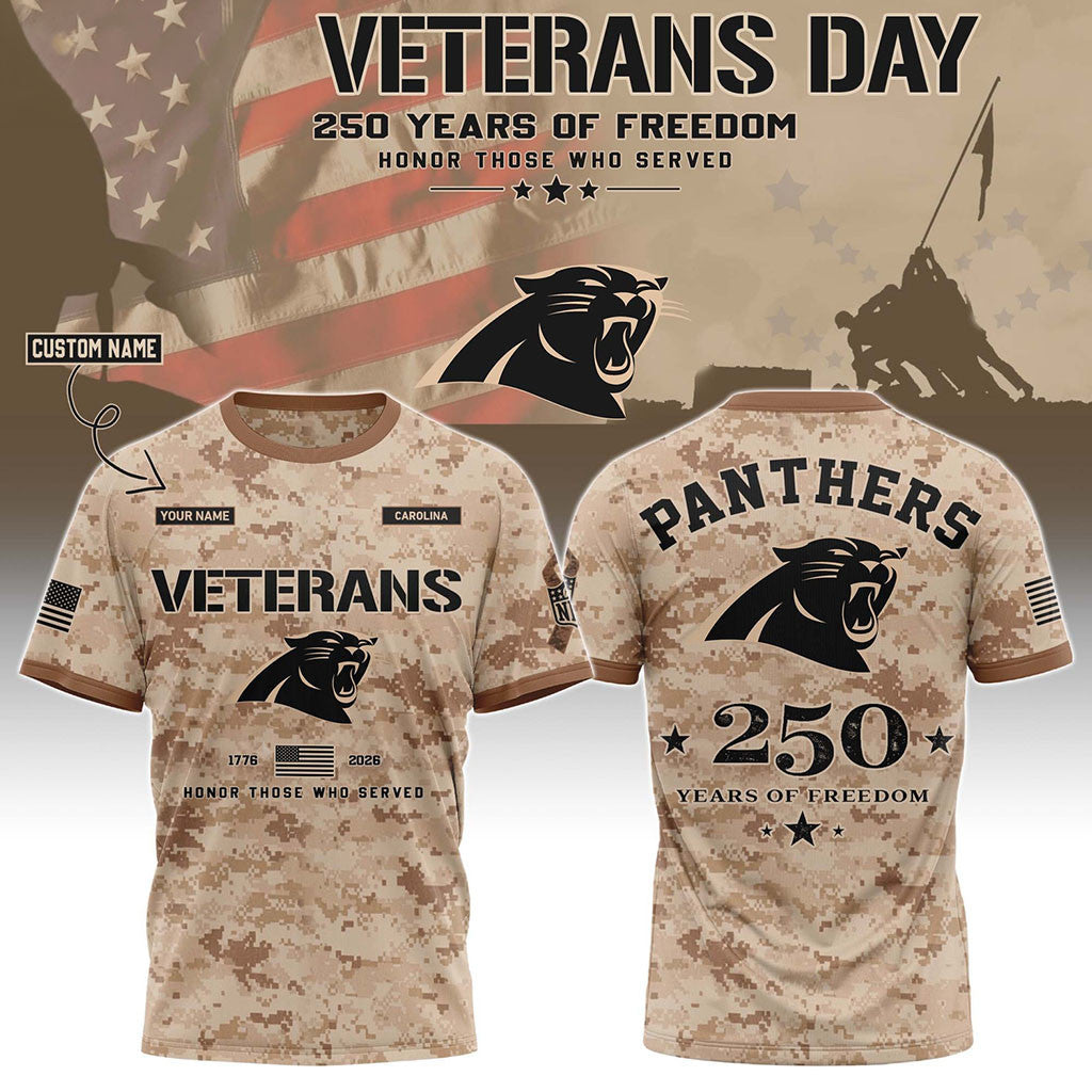 Personalized Carolina Panthers Veterans Day 2026 T-Shirt Carolina Panthers Merch Fan Gifts - Merchluma