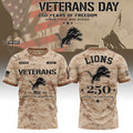 Personalized Detroit Lions Veterans Day 2026 T-Shirt Detroit Lions Merch Gift For Veteran - Merchluma
