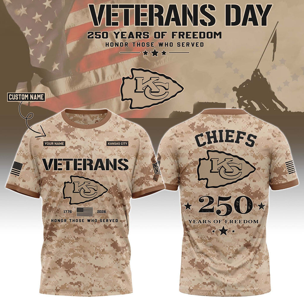 Personalized Kansas City Chiefs Veterans Day 2026 T-Shirt KC Chiefs Merch Gift For Football Fan - Merchluma