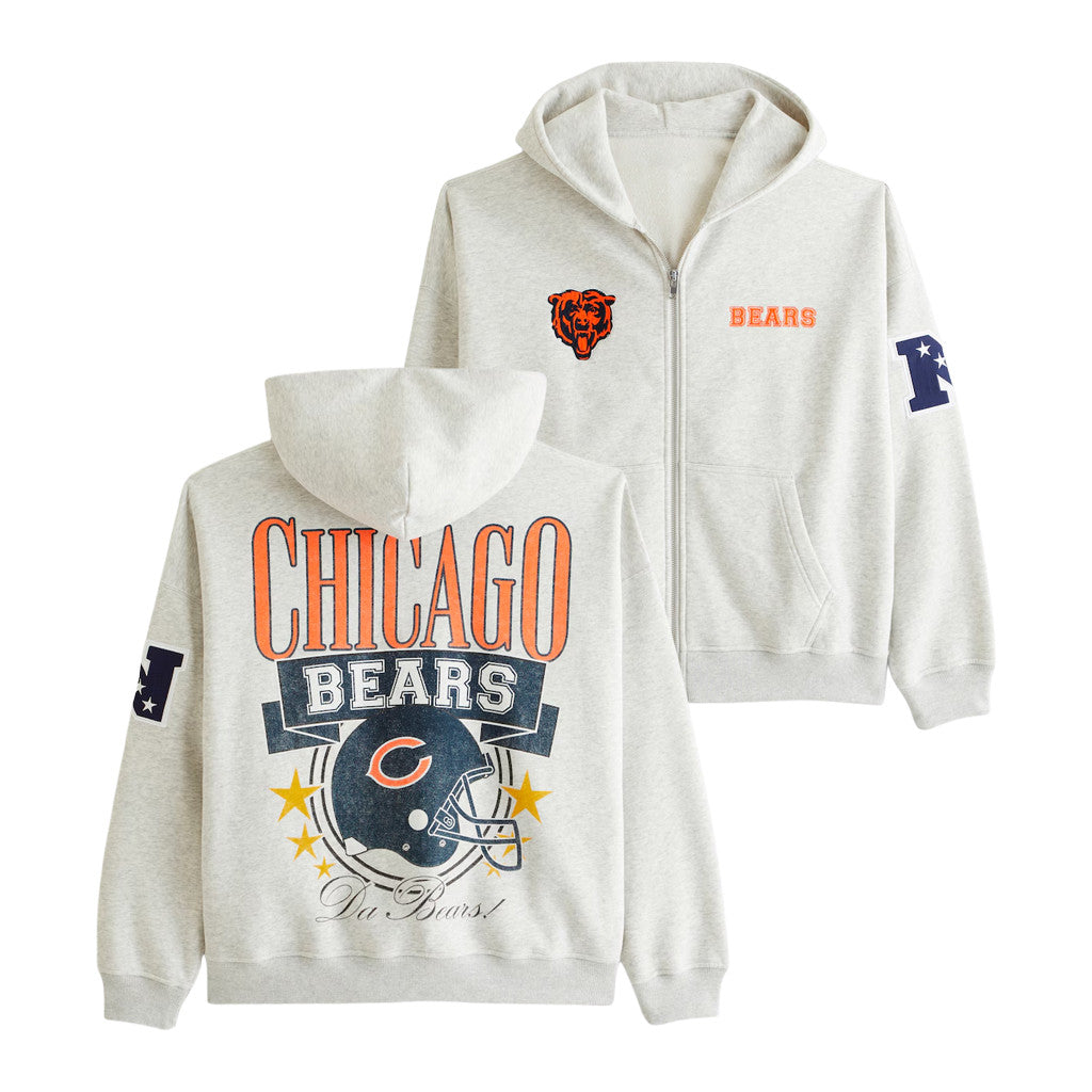 Chicago Bears Football Zip Hoodie Da Bears Merch Gifts For Football Fan - Merchluma
