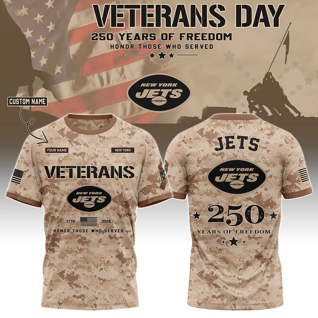 Personalized New York Jets Veterans Day 2026 T-Shirt NY Jets Merch Gifts That Support Veterans - Merchluma