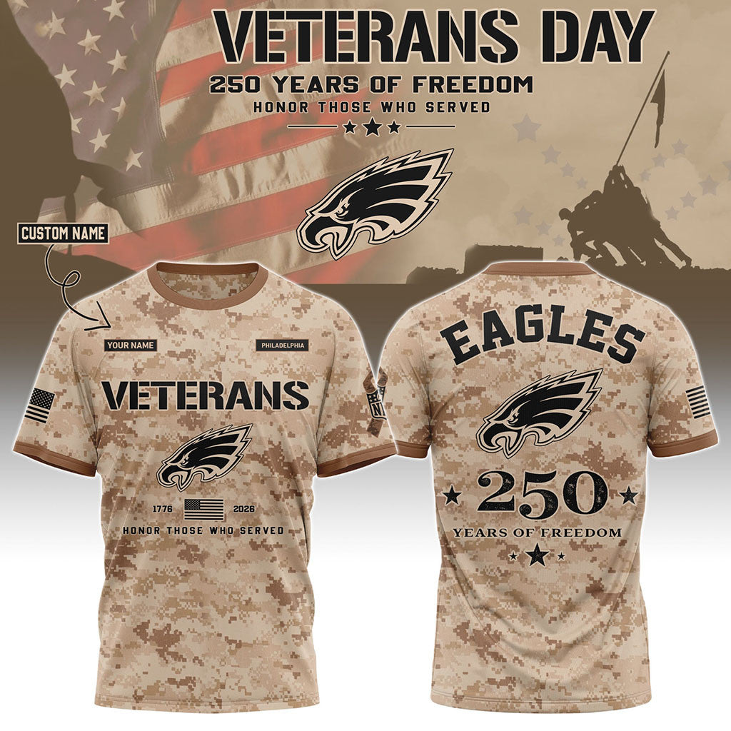 Personalized Philadelphia Eagles Veterans Day 2026 T-Shirt Eagles Merch Gift For Football Lover - Merchluma