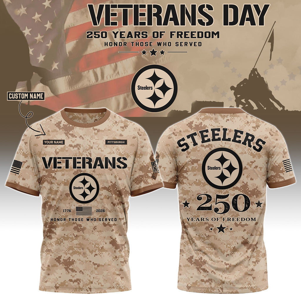 Personalized Pittsburgh Steelers Veterans Day 2026 T-Shirt Steelers Merch Gift For Football Fan - Merchluma