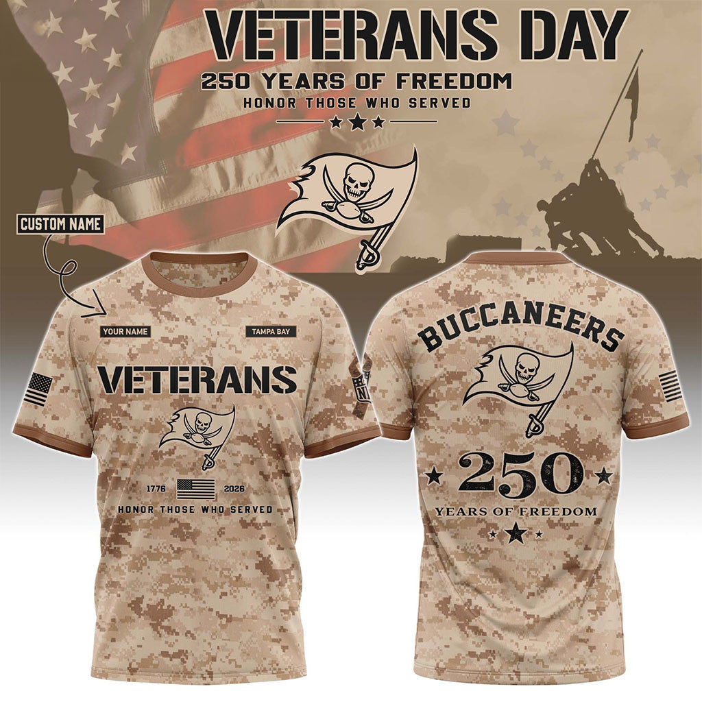 Personalized Tampa Bay Buccaneers Veterans Day 2026 T-Shirt Buccaneers Merch Best Veteran Gifts - Merchluma