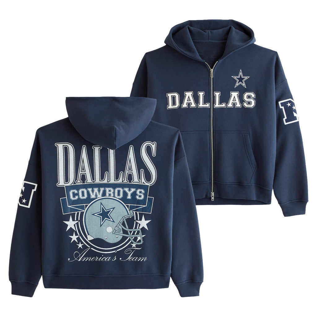 Dallas Cowboys America's Team Zip Hoodie Cowboys Merch Football Themed Gifts - Merchluma
