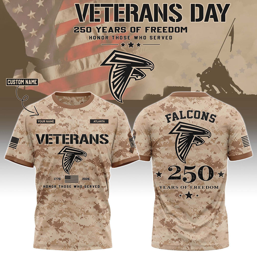 Personalized Atlanta Falcons Veterans Day 2026 Shirt Atlanta Falcons Merch Best Patriotic Gift - Merchluma