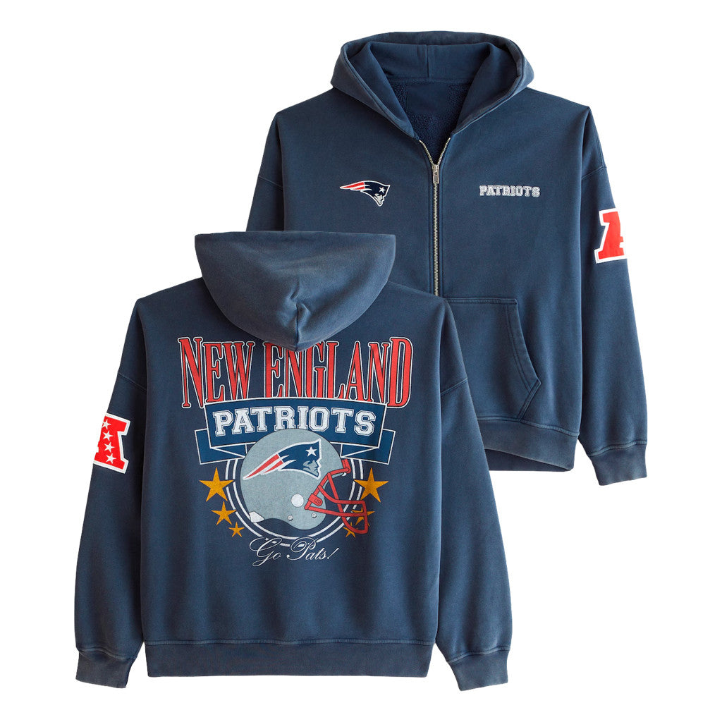 New England Patriots Game Day Navy Zip Hoodie Go Pats Merch Presents For Football Fans - Merchluma