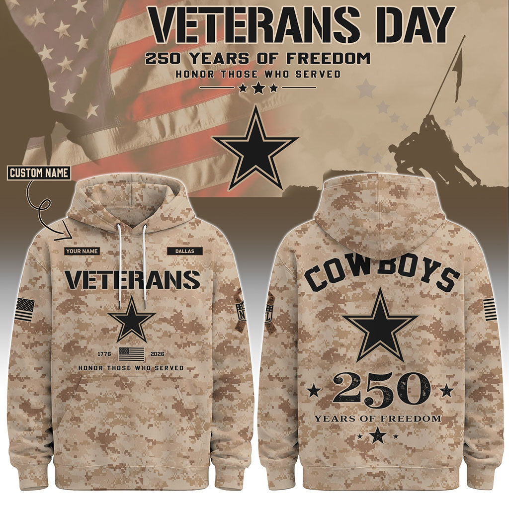 Personalized Dallas Cowboys Veterans Day 2026 Hoodie Dallas Cowboys Merch Football Fan Gifts - Merchluma