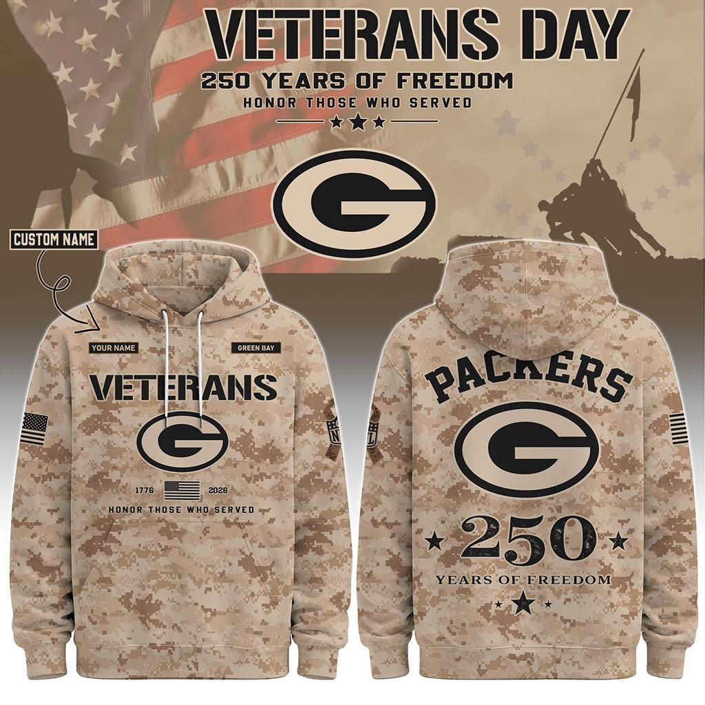Personalized Green Bay Packers Veterans Day 2026 Hoodie Packers Merch Gift For Football Fans - Merchluma