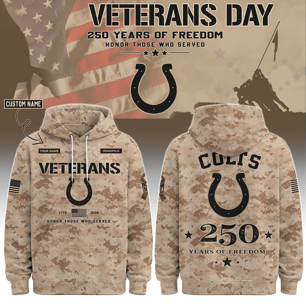 Personalized Indianapolis Colts Veterans Day 2026 Hoodie Colts Merch Best Veterans Day Gifts - Merchluma