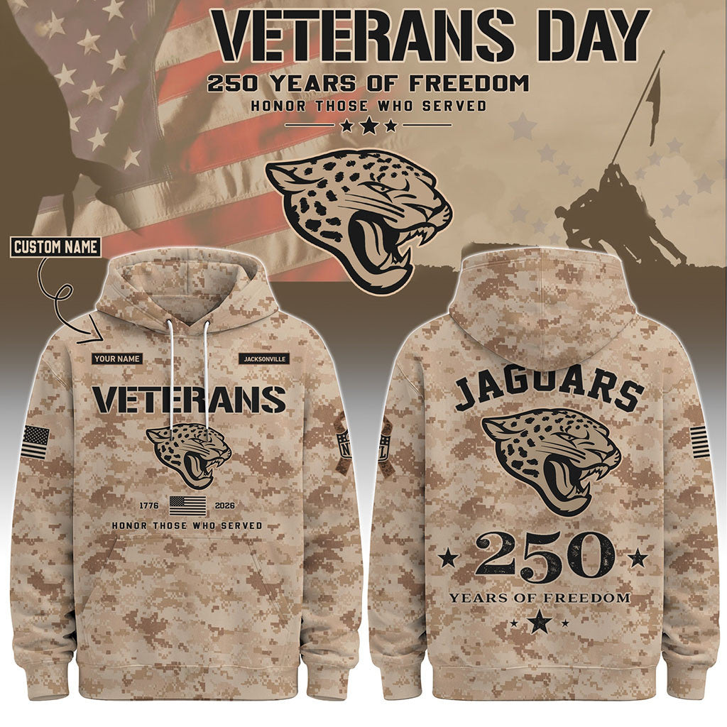 Personalized Jacksonville Jaguars Veterans Day 2026 Hoodie Jaguars Merch Gifts For Veterans - Merchluma