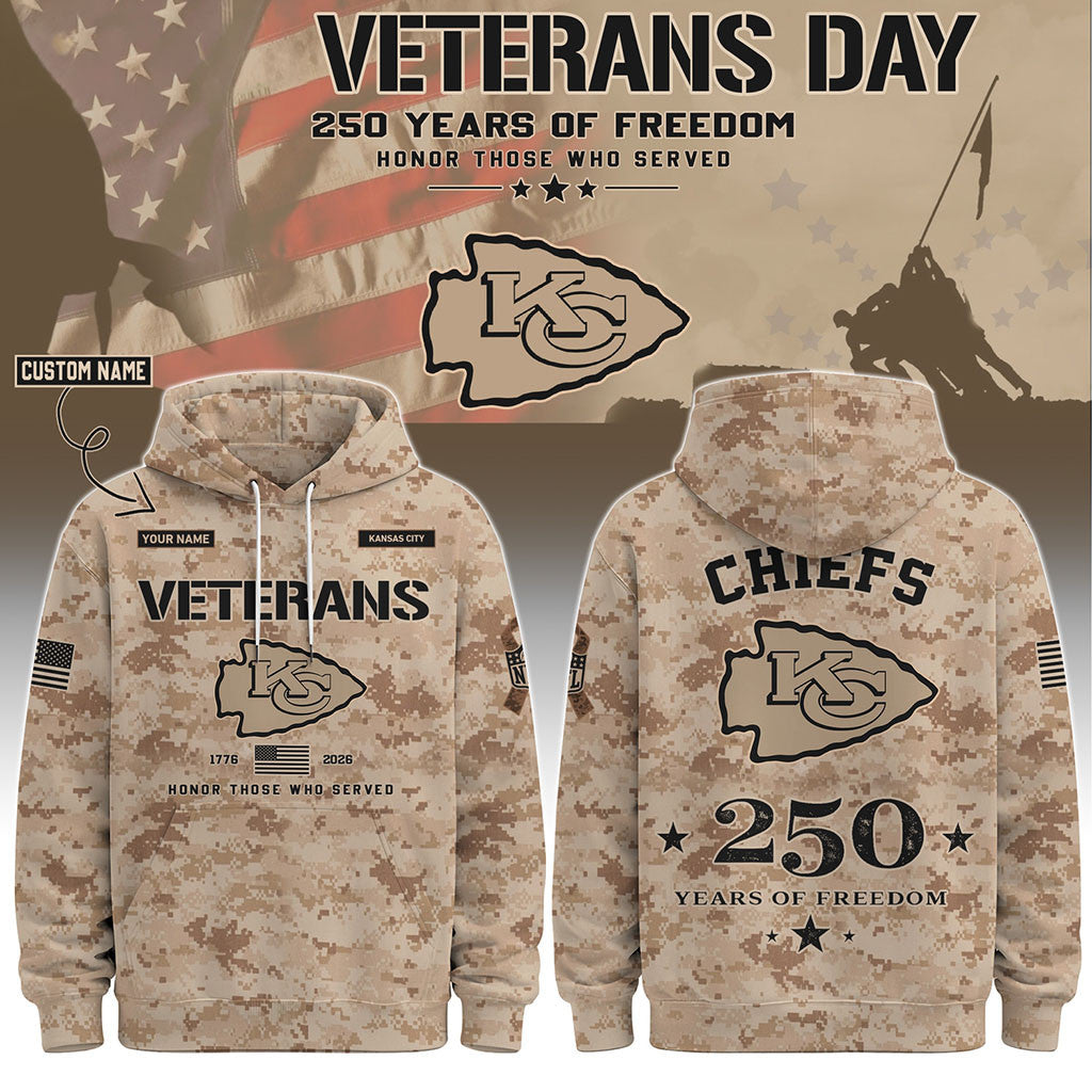 Personalized Kansas City Chiefs Veterans Day 2026 Hoodie KC Chiefs Merch Gifts For Football Fan - Merchluma