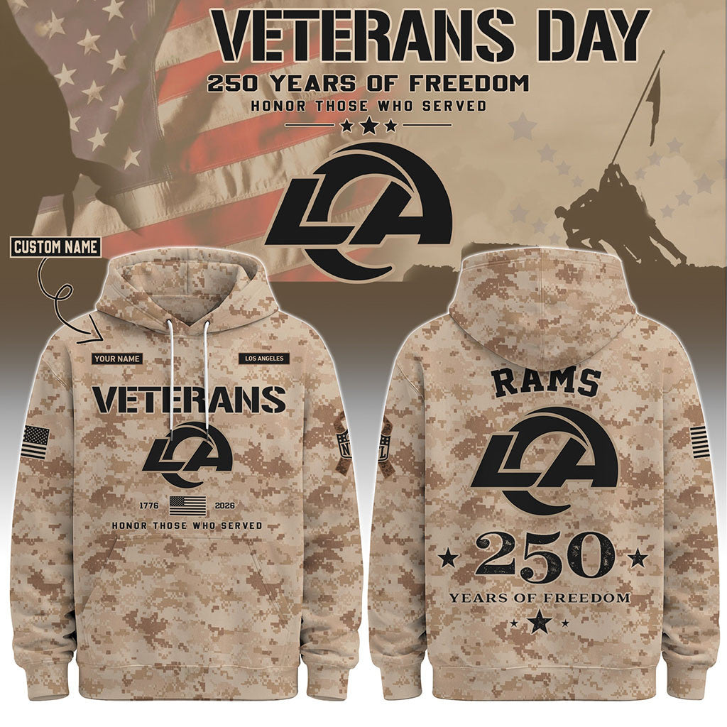 Personalized Los Angeles Rams Veterans Day 2026 Hoodie LA Rams Merch Gift For Football Lovers - Merchluma