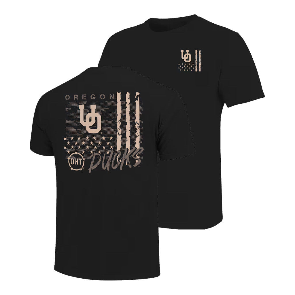 Oregon Ducks Merch 2026 Oregon Ducks OHT Camo Overlay T-Shirt Black Presents For Football Fans - Merchluma