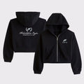 Philadelphia Eagles Football Black Cropped Zip Hoodie Game Day Gear Eagles Merch Women - Merchluma
