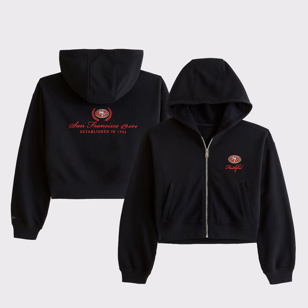 San Francisco 49ers Football Game Day Cropped Zip Hoodie 49ers Merch Best Gifts For Football Fans - Merchluma