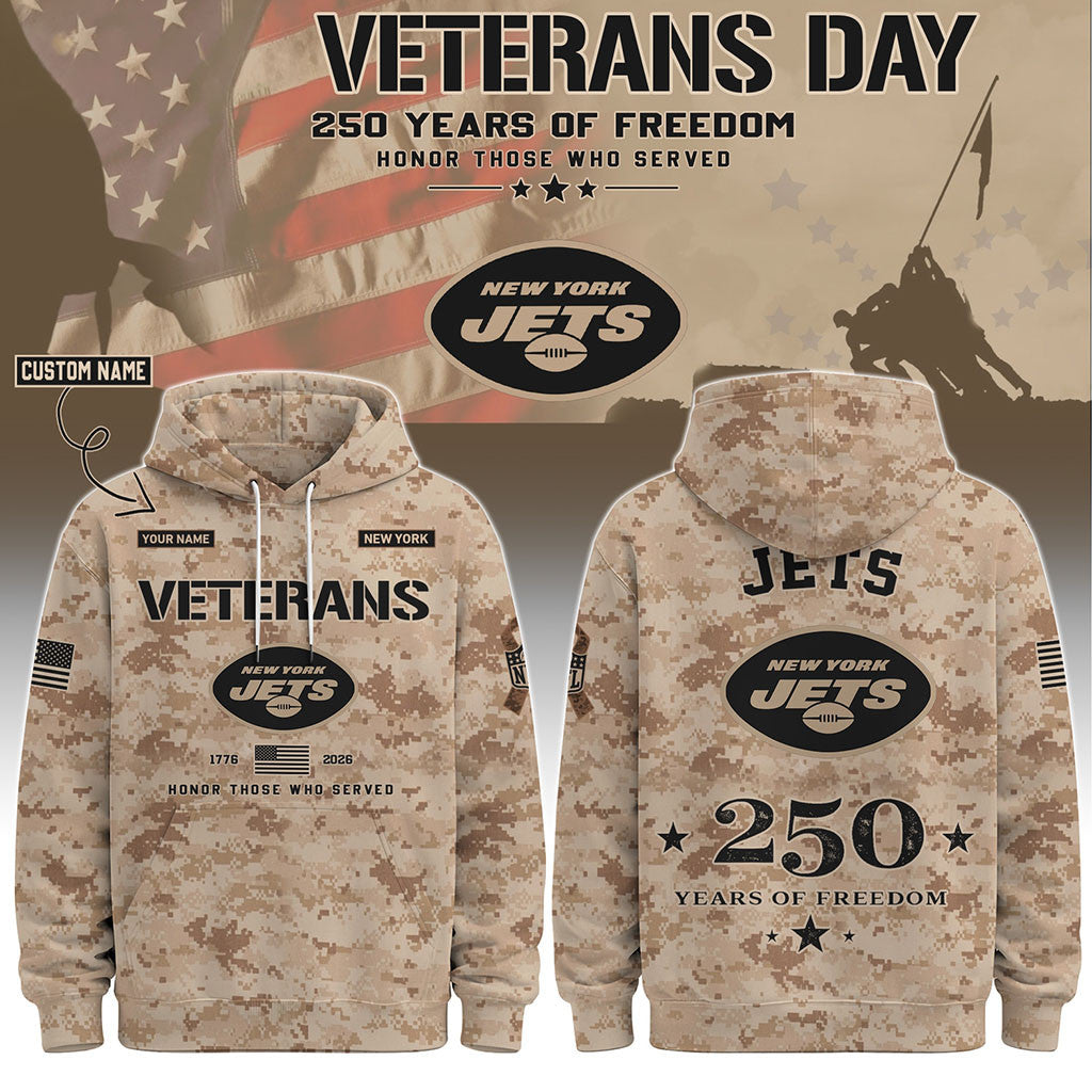 Personalized New York Jets Veterans Day 2026 Hoodie NY Jets Merch Gift For Military Honor - Merchluma