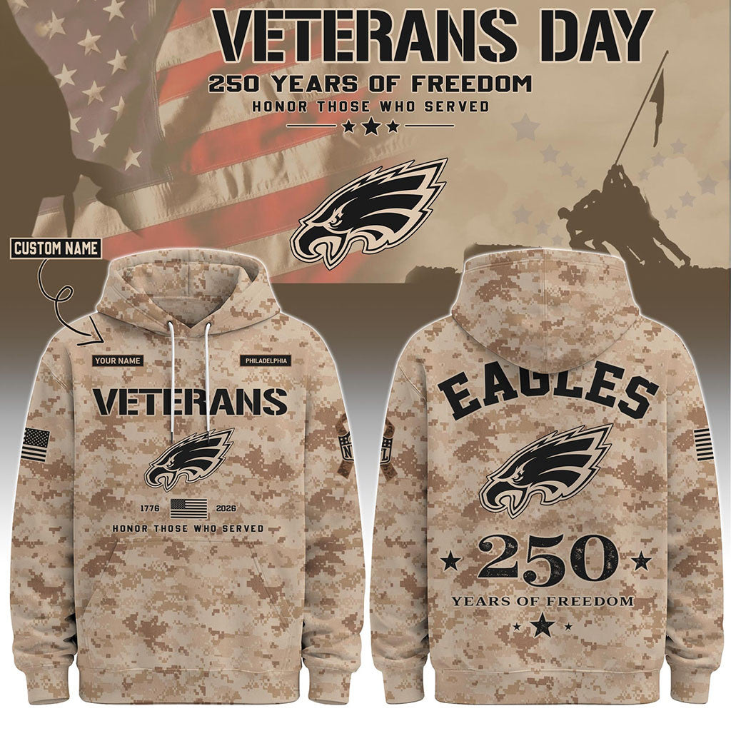 Personalized Philadelphia Eagles Veterans Day 2026 Hoodie Philadelphia Eagles Merch Fan Gifts - Merchluma