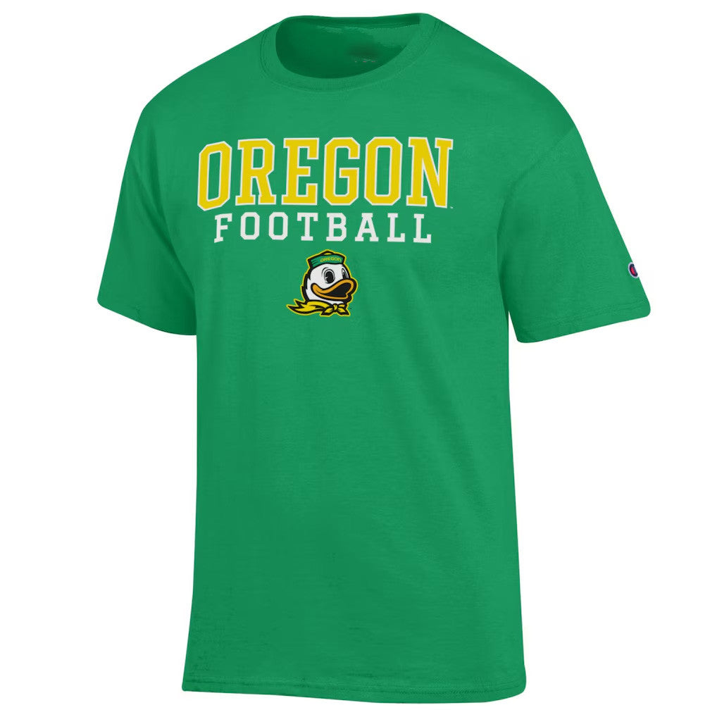 Oregon Ducks Merch 2026 Oregon Ducks Champion Football Stack T-Shirt Green Gifts For Fans - Merchluma