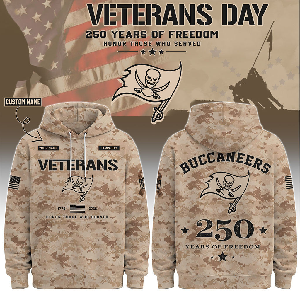 Personalized Tampa Bay Buccaneers Veterans Day 2026 Hoodie Buccaneers Merch Gift For Veteran - Merchluma