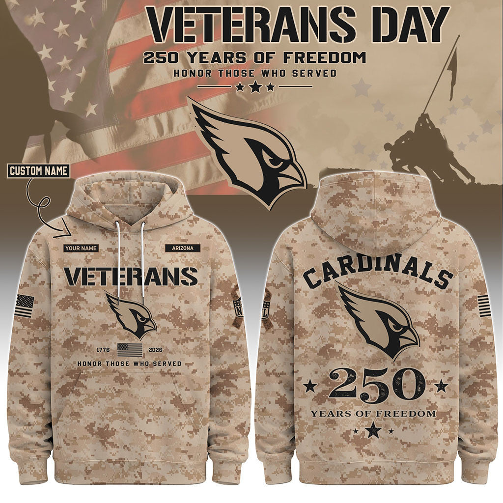 Personalized Arizona Cardinals Veterans Day 2026 Hoodie Arizona Cardinals Merch Veteran Gifts - Merchluma