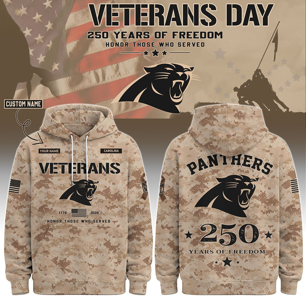 Personalized Carolina Panthers Veterans Day 2026 Hoodie Carolina Panthers Merch Fan Gifts - Merchluma