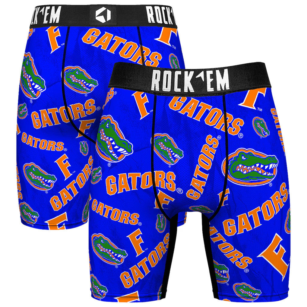 Florida Gators Merch 2026 Florida Gators Rock Em Socks All Over Logo Boxer Briefs Royal - Merchluma