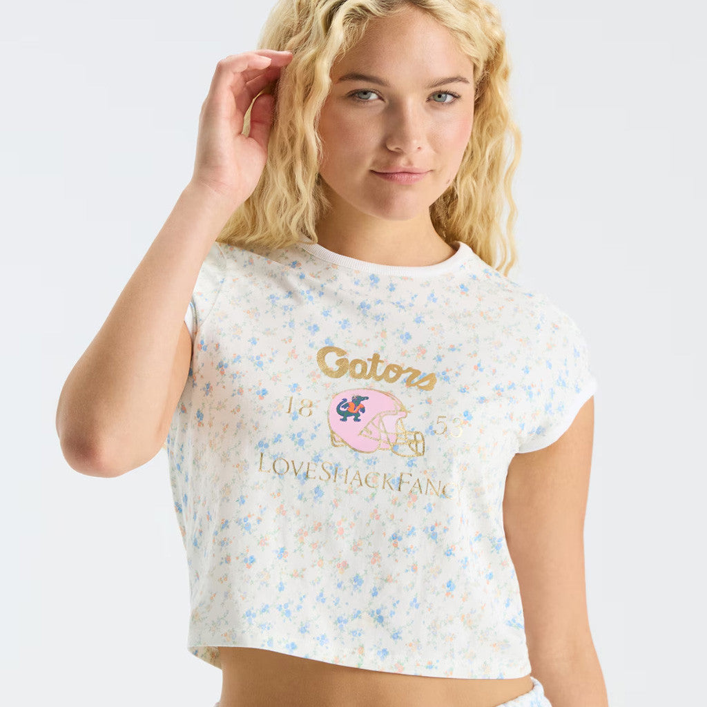 Florida Gators Merch 2026 LoveShackFancy Women's Royal Florida Gators MaryKate Cropped T-Shirt - Merchluma