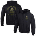 Oregon Ducks Merch 2026 Champion Black Oregon Ducks Operation Hat Trick Flag Zip Hoodie - Merchluma