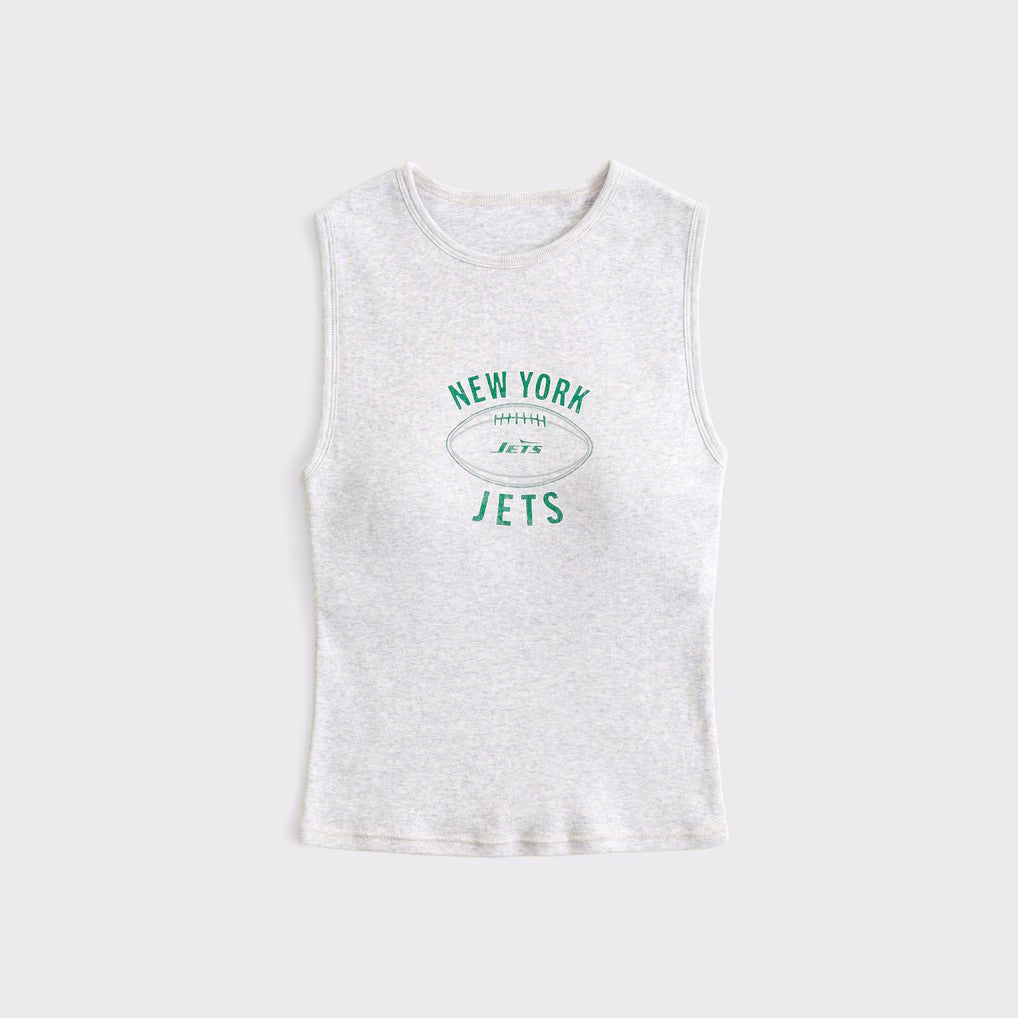 New York Jets Football Grey Tank Top I Heart New York Game Day Gear NY Jets Merch Women - Merchluma