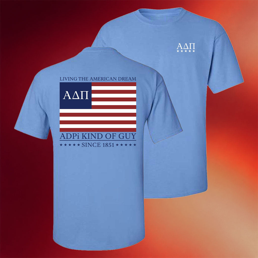 ADPi Market Merch 2026 ADPi Kind of Guy T-Shirt Alpha Delta Pi Merch Living The American Dream - Merchluma