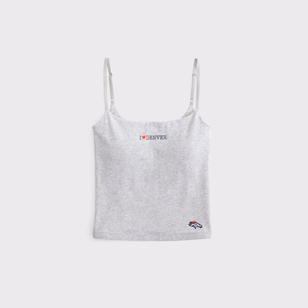 Denver Broncos Football Grey Cami Top I Heart Denver Apparel Broncos Merch Gifts For Fan - Merchluma