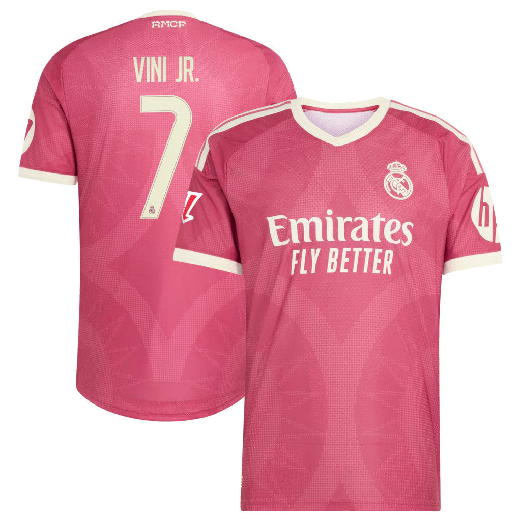 Vini Jr #7 Real Madrid Merch Pink Real Madrid 2026 27 Jersey Best Gift For Friends - Merchluma